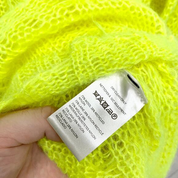 Anthropologie Sweater Women Size 2X The Posey Stitchy Distressed Wool Neon Boho - Picture 4 of 7